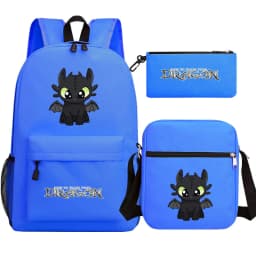 Toothless Dragon Night Fury Backpack Schoolbag Shoulder Bag Pencil Case Set for Kids Students