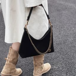 Women's New Light Luxury Fashionable High-End Black Suede Shoulder Crossbody Bag,Versatile for Commuting,Large Capacity Tote Bag