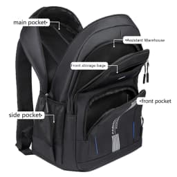 Breathable Padded Men Laptop Rucksack Large Capacity Oxford Backpack Multi‑compartment For School Business Travel Use