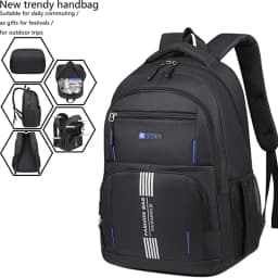 Breathable Padded Men Laptop Rucksack Large Capacity Oxford Backpack Multi‑compartment For School Business Travel Use