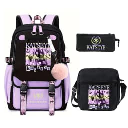 3pcs Kpop KATSEYE Backpack Shoulder Bag Pencil Bag Set Large Capacity Schoolbag for Student Girl Teenager Fashion Travel Bagpack