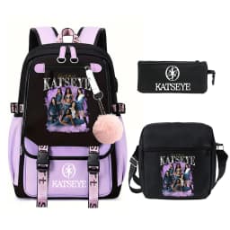 3pcs Kpop KATSEYE Backpack Shoulder Bag Pencil Bag Set Large Capacity Schoolbag for Student Girl Teenager Fashion Travel Bagpack