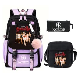 3pcs Kpop KATSEYE Backpack Shoulder Bag Pencil Bag Set Large Capacity Schoolbag for Student Girl Teenager Fashion Travel Bagpack