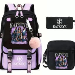 3pcs Kpop KATSEYE Backpack Shoulder Bag Pencil Bag Set Large Capacity Schoolbag for Student Girl Teenager Fashion Travel Bagpack