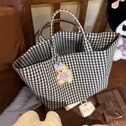 Women's Tote Bags Korean Plaid Harajuku Fashionable Simple Versatile Shoulder Bags Large Capacity Portable Handbags For Girl
