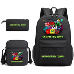 Geometry Dash Backpack Schoolbag Shoulder Bag Pencil Case Set for Kids Students
