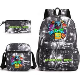 Geometry Dash Backpack Schoolbag Shoulder Bag Pencil Case Set for Kids Students