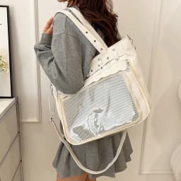 Cool Transparent Ita Bag Original Design Large Capacity Y2K Tote Bag Pure Color Internal Compartment Shoulder Bag Casual Wear