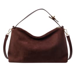 Fashion Autumn Winter Big Boston Tote Soft Matte Suede Cow Leather Women's Handbag Shoulder Crossbody Bag For Women Grey Brown