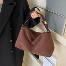 Fashion Autumn Winter Big Boston Tote Soft Matte Suede Cow Leather Women's Handbag Shoulder Crossbody Bag For Women Grey Brown