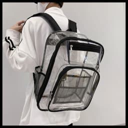 PVC Clear Backpack Large Capacity Waterproof Students Bookbag with Multi-pockets See Through Transparent Backpack School