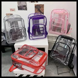 PVC Clear Backpack Large Capacity Waterproof Students Bookbag with Multi-pockets See Through Transparent Backpack School
