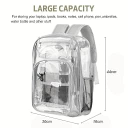 PVC Clear Backpack Large Capacity Waterproof Students Bookbag with Multi-pockets See Through Transparent Backpack School