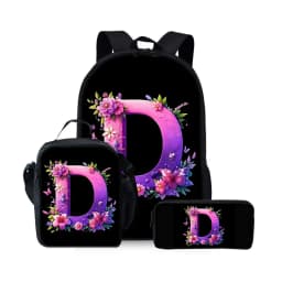 New English Alphabet Pattern Three Piece Set Backpacks for Boy and Girls Best Gifts 2D Flat Cartoon School Backpack for Children