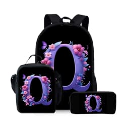 New English Alphabet Pattern Three Piece Set Backpacks for Boy and Girls Best Gifts 2D Flat Cartoon School Backpack for Children