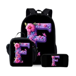 New English Alphabet Pattern Three Piece Set Backpacks for Boy and Girls Best Gifts 2D Flat Cartoon School Backpack for Children