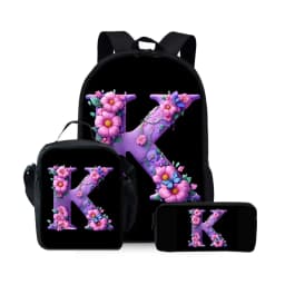 New English Alphabet Pattern Three Piece Set Backpacks for Boy and Girls Best Gifts 2D Flat Cartoon School Backpack for Children