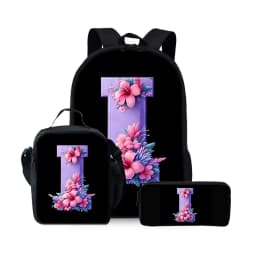 New English Alphabet Pattern Three Piece Set Backpacks for Boy and Girls Best Gifts 2D Flat Cartoon School Backpack for Children