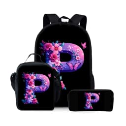New English Alphabet Pattern Three Piece Set Backpacks for Boy and Girls Best Gifts 2D Flat Cartoon School Backpack for Children