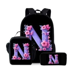 New English Alphabet Pattern Three Piece Set Backpacks for Boy and Girls Best Gifts 2D Flat Cartoon School Backpack for Children