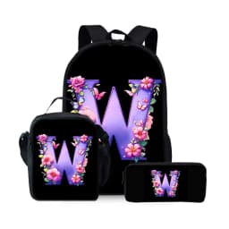 New English Alphabet Pattern Three Piece Set Backpacks for Boy and Girls Best Gifts 2D Flat Cartoon School Backpack for Children