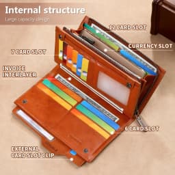 New Men's Genuine Leather Wallet Long Cowhide Handbag Travel Lightweight Minimalist Large Capacity Anti-Theft Gradient Yellow Br