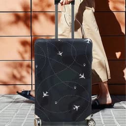 Durable Black Airplane Pattern Luggage Case for 18-32in Case, Essential Travel Accessories, Luggage Case Protector