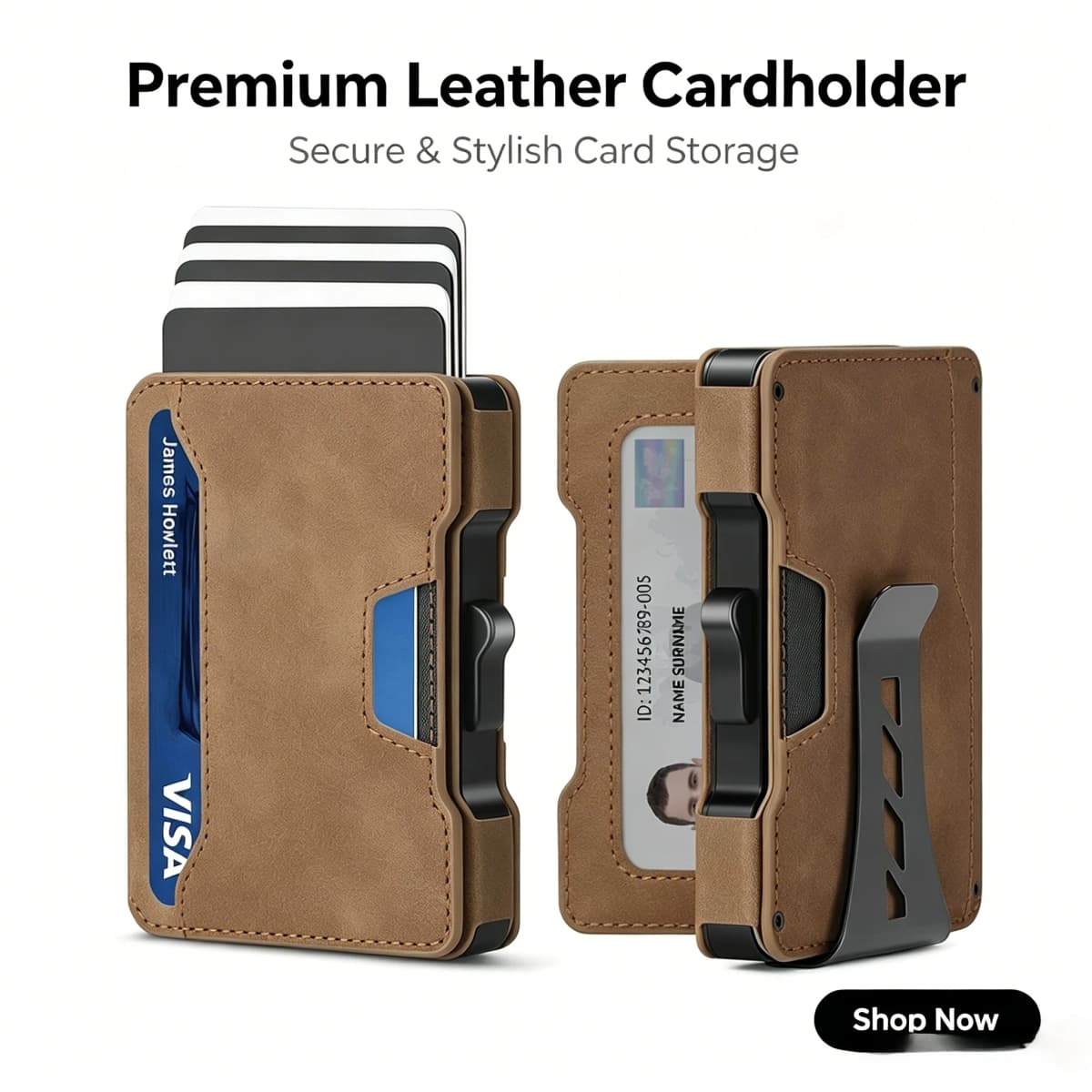 Minimalist Slim Men's Wallet with Money Clip RFID Blocking Smart Pop up Card Holder Metal Credit Card Holder