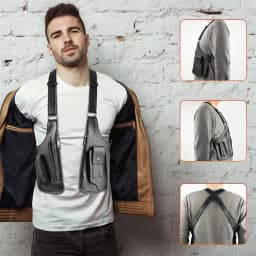 Retro Anti-theft Storage Vest Bag Multi-Pocket Concealed Strap Chest Bag Leather Multifunction Mobile Phone Bag Hunting