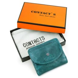 Contact's 100% Genuine Leather Wallet Green Women Small Coin Purse Mini Card Holder Wallets Mini Money Bag for Ladies Carteras