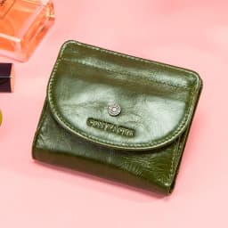 Contact's 100% Genuine Leather Wallet Green Women Small Coin Purse Mini Card Holder Wallets Mini Money Bag for Ladies Carteras