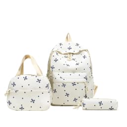 1 Set 3 in 1 Women College Student Backpack Large Capacity Casual Travel Daypack Stylish Versatile Laptop Bag for School