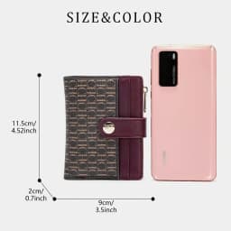 CH Mini Card Holder Women Embossed Full Letter Wallet Snap Closure Multi Card Slot Zipper Coin Bag Portable Female Small Purse