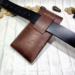 Universal Mobile Phone Waist Bag Belt Pack Hand-made Leather Sheath Phone holster for Men Iphone Huawei OPPO PD