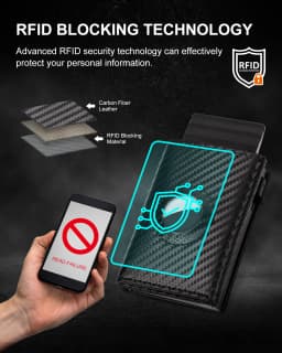Carbon Fiber Mens Airtag Wallet RFID Blcoking Pop Up Aluminum Card Holder Slim Male Smart Front Pocket with Banknote Compartment