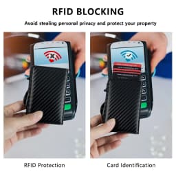 CASEKEY Carbon Fiber Protector Credit Card Holder Tarjetero Hombre RFID Leather Single Box Smart Wallet Slim Pop Up Card Case