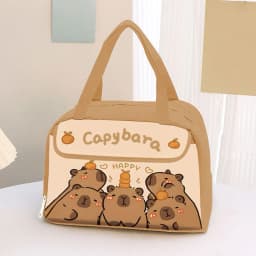 Cute Capybara Lunch Bag Large Capacity Waterproof Oil-Proof Animal Print Insulated Bento Box Carrier For Kids School Office