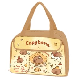 Cute Capybara Lunch Bag Large Capacity Waterproof Oil-Proof Animal Print Insulated Bento Box Carrier For Kids School Office