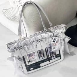 New Y2K Ribbon Bow Ita Crossbody Bag Sweet Girls Transparent Large Capacity Shoulder Bag DIY Display Handbag Lady Satin Tote Bag