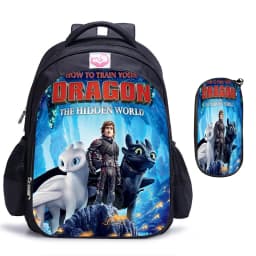 2pcs How to Train Your Dragon Backpacks 16inch Orthopedic Software SchoolBag Black Primary Mochilas Gift for Kids Students