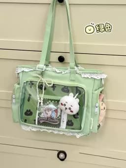 Japanese 2D Anime Itabag Ballet Girl Large Appetite Single Shoulder Crossbody Bag With Clear Pocket Lace Trim Gift For Friends