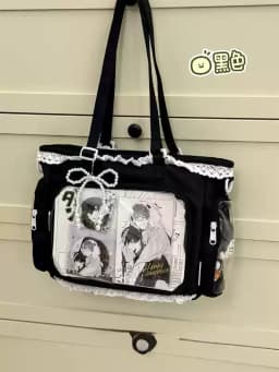 Japanese 2D Anime Itabag Ballet Girl Large Appetite Single Shoulder Crossbody Bag With Clear Pocket Lace Trim Gift For Friends