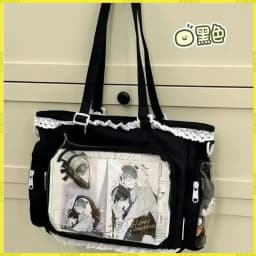 Japanese 2D Anime Itabag Ballet Girl Large Appetite Single Shoulder Crossbody Bag With Clear Pocket Lace Trim Gift For Friends