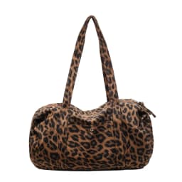 Trendy Leopard Print Canvas Shoulder Bag Large Capacity Fashion Tote Handle Bag for Daily Commute Versatile Texture Storage Bags