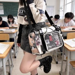 New Y2K Ita Shoulder Bag Large Capacity Sports Crossbody Bag Cute Girls Transparent Messenger Bag DIY Display Commuter Handbags