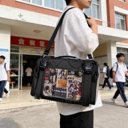 New Y2K Ita Shoulder Bag Large Capacity Sports Crossbody Bag Cute Girls Transparent Messenger Bag DIY Display Commuter Handbags