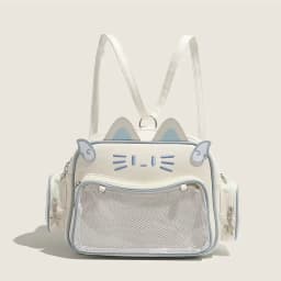 New Y2K Korean Kawaii Cat Ita Bag Cute PU Shoulder Bag Girls Transparent Pocket Harajuku Crossbody Bag Women's Fashion Backpacks