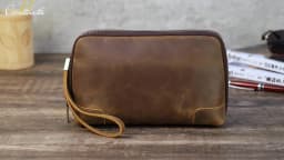 CONTACT'S Men Travel Clutch Bag Genuine Leather Clutch Wallet Handbag Purse Casual Charge Cable Organizer Storage Bag