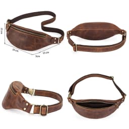 CONTACT'S Genuine Crazy Horse Leather Waist Packs For Men Travel Fanny Pack Single Shoulder Bag for Phone Male Chest Bags 2023