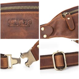 CONTACT'S Genuine Crazy Horse Leather Waist Packs For Men Travel Fanny Pack Single Shoulder Bag for Phone Male Chest Bags 2023